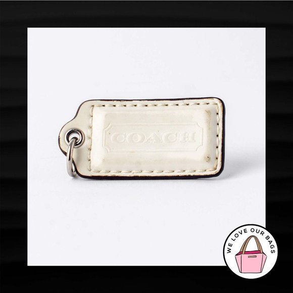 2" Medium COACH WHITE PATENT LEATHER KEY FOB BAG CHARM KEYCHAIN HANGTAG TAG - Picture 1 of 1